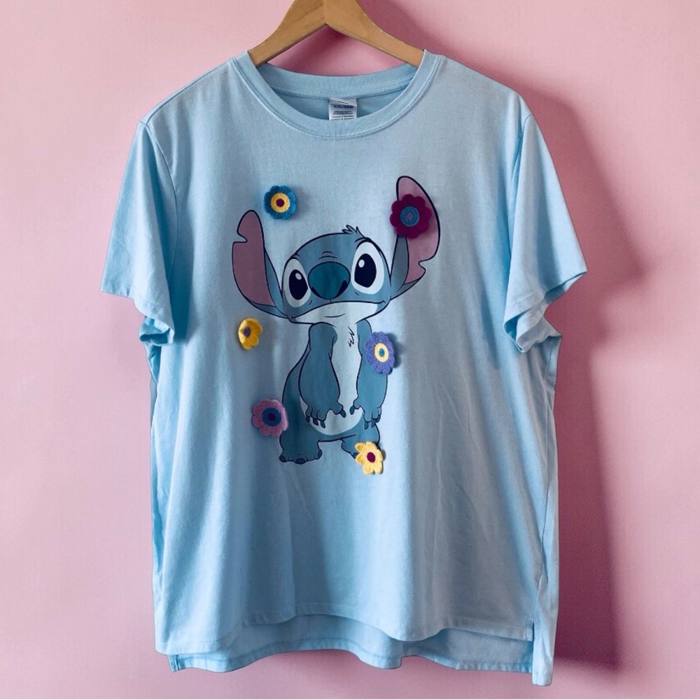Disney Stitch Graphic Tee | Light Blue | Disney Stitch Licensed | 2XL